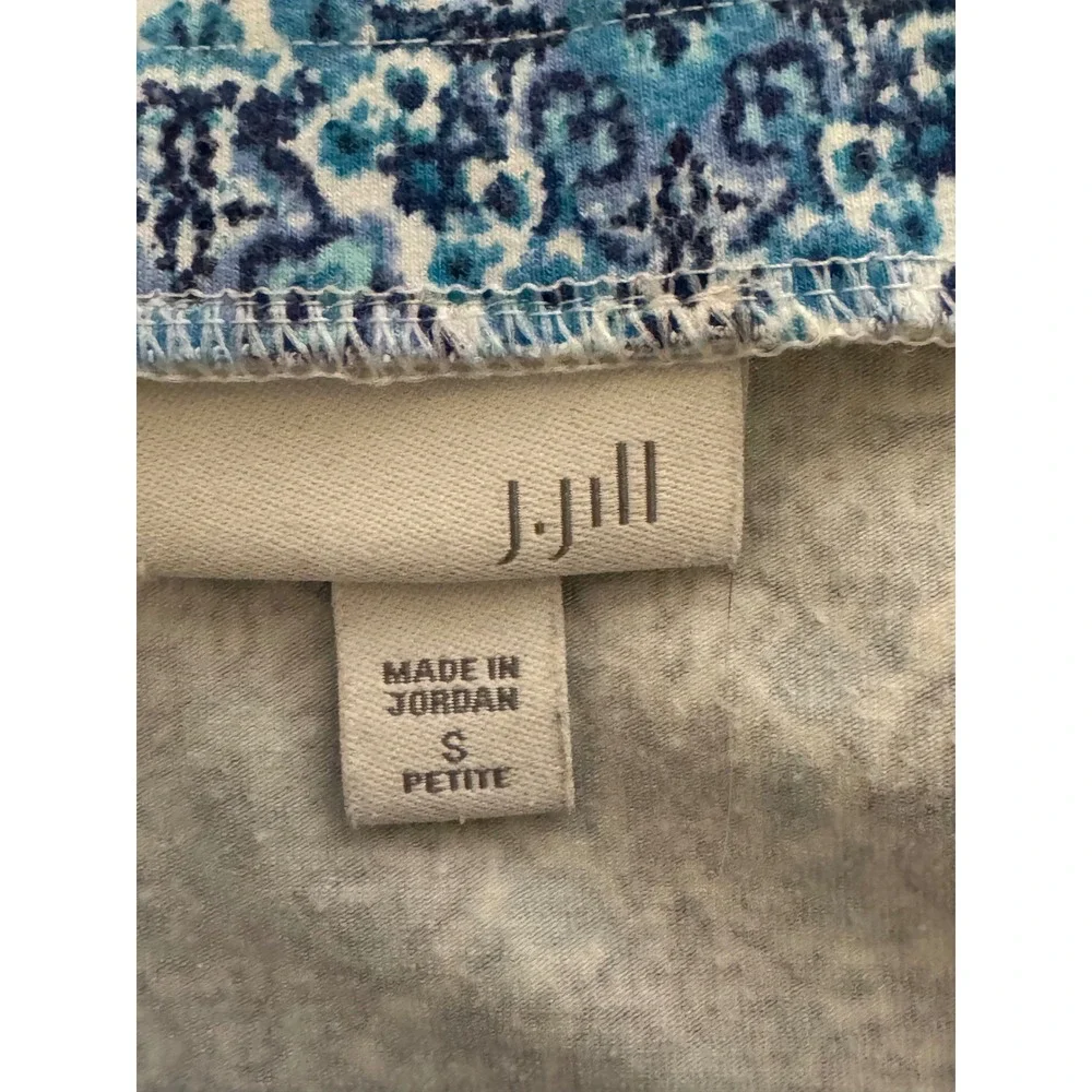 J. Jill Blue Ikat Medallion Print Pencil Skirt Petite Small‎ Side Slit Knit